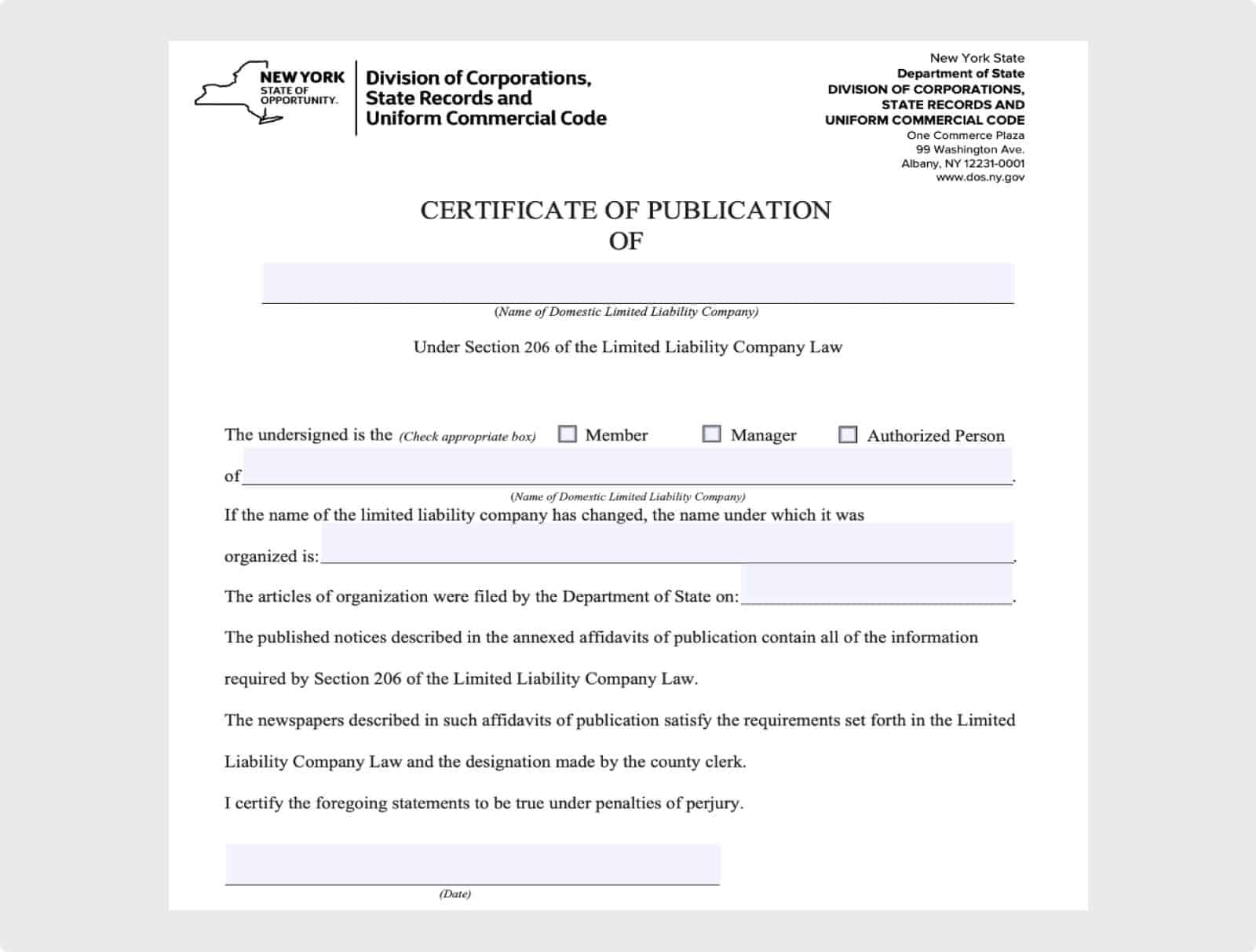 New LLCs in New York must complete the publication requirements.