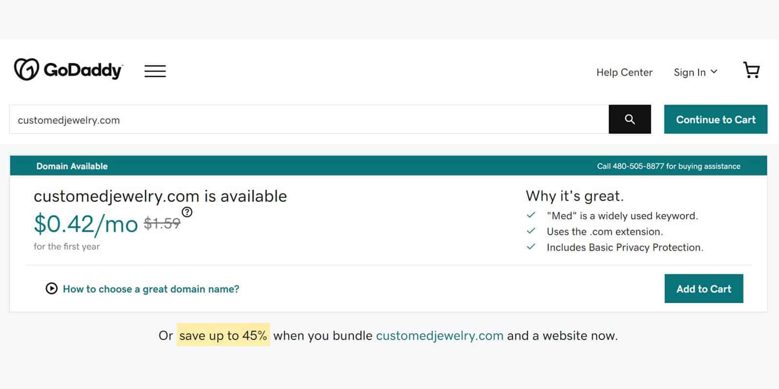Verify domain name availability via a registrar