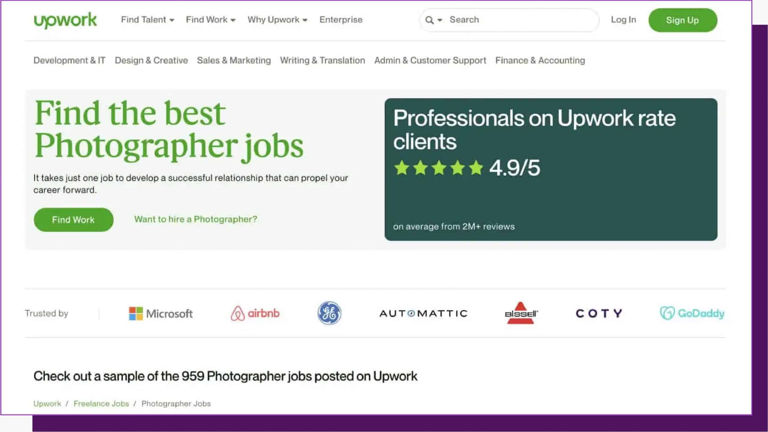 Photographer jobs on UpWork