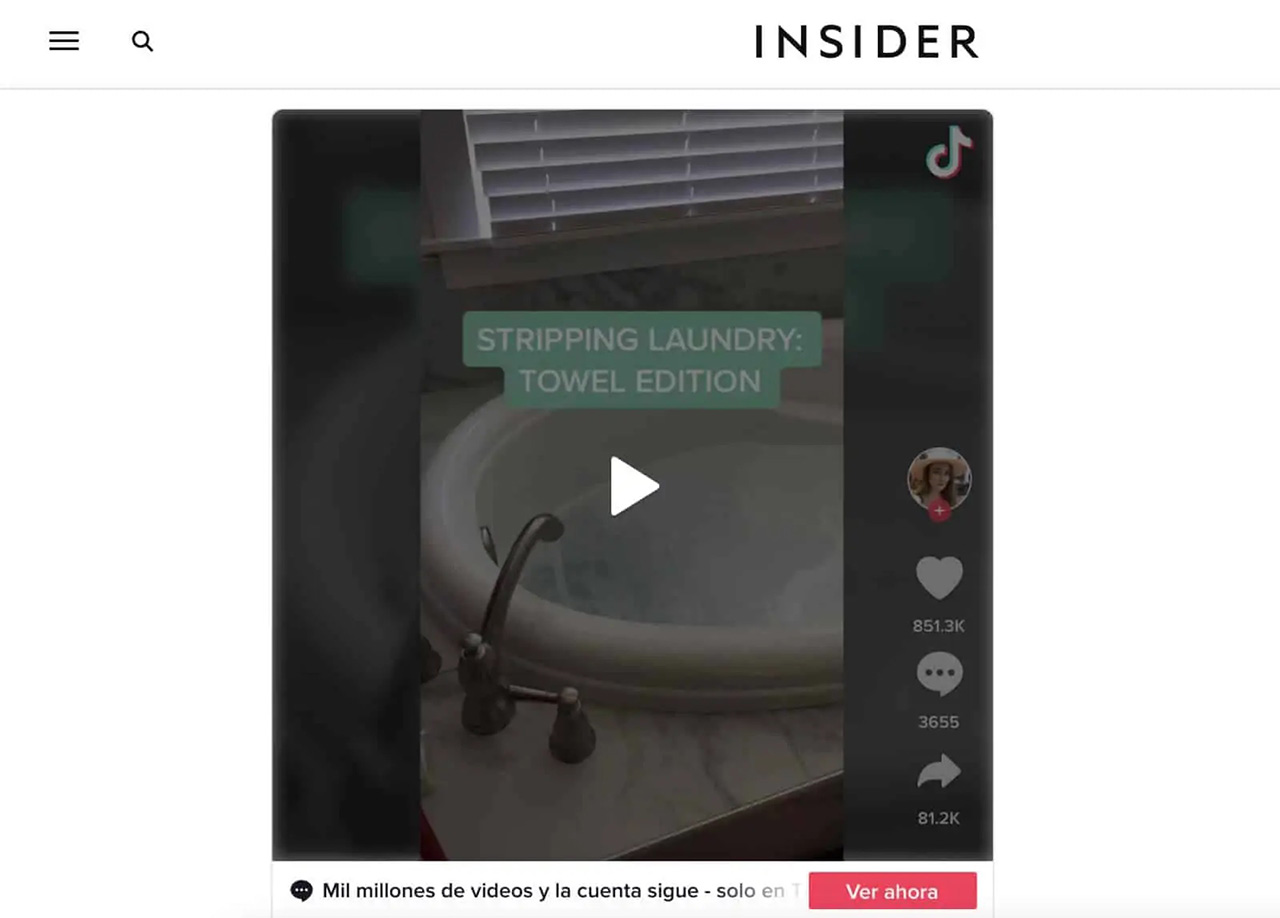 A video of someone washing towels received 850K+ likes and coverage by Business Insider