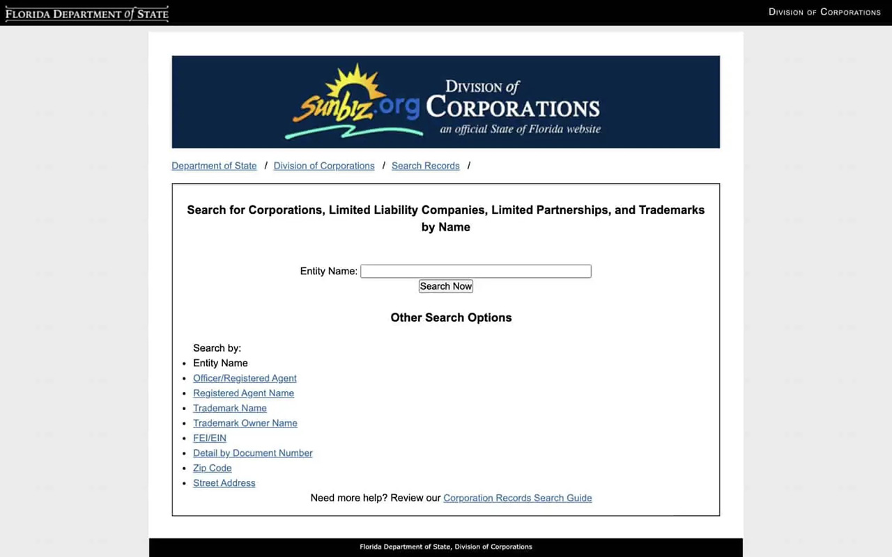 Business name lookup Business name lookup Florida Department of State Sunbiz