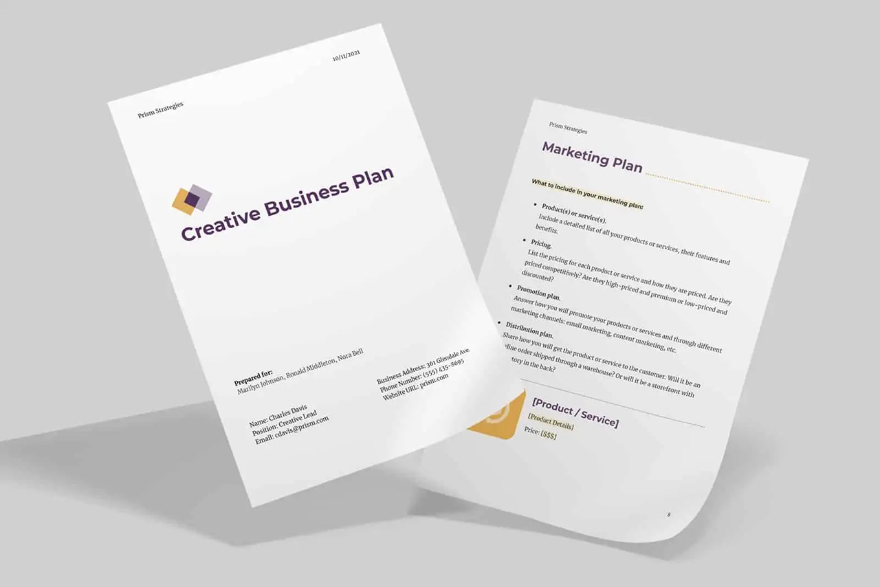 Creative business plan template preview