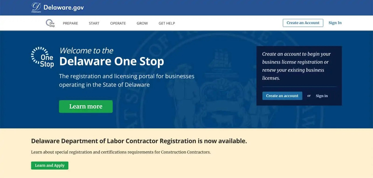 Delaware business permits and licenses
