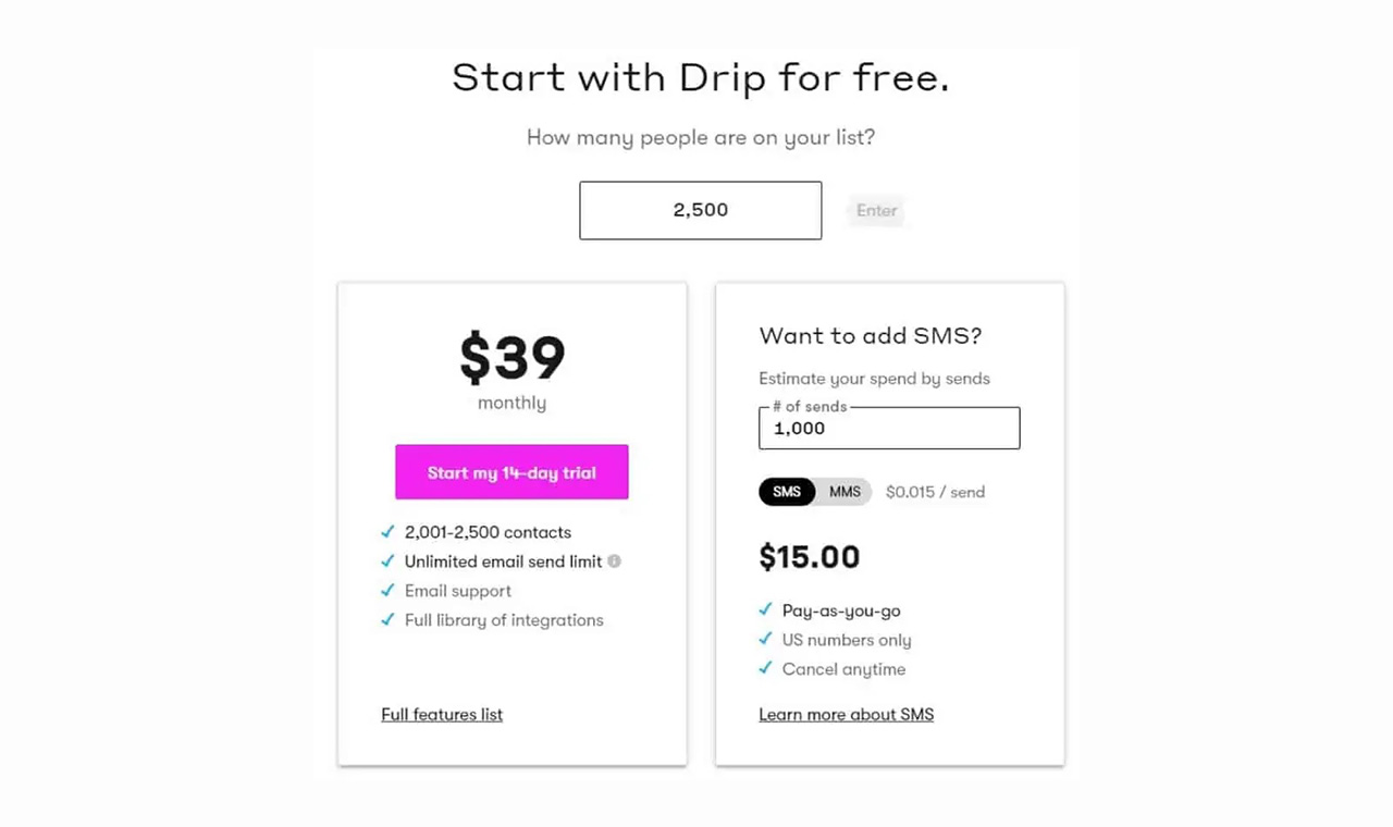 Drip Pricing Plans