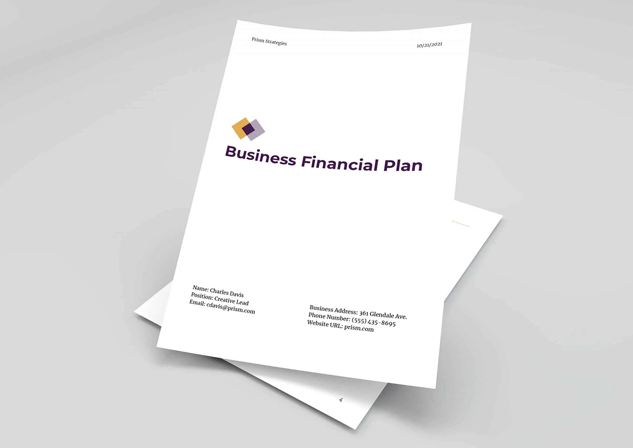 Business financial plan template preview