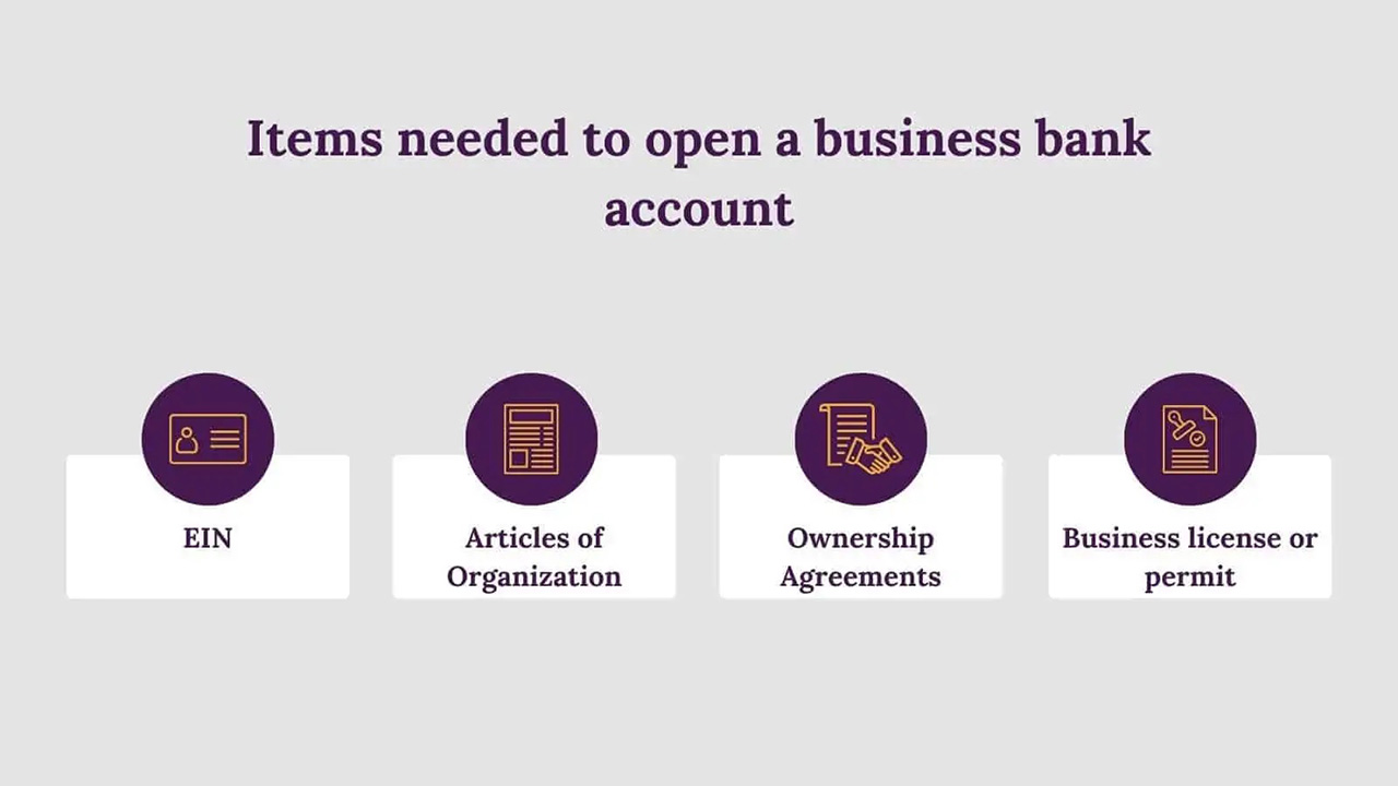 Items needed to open a business bank account.