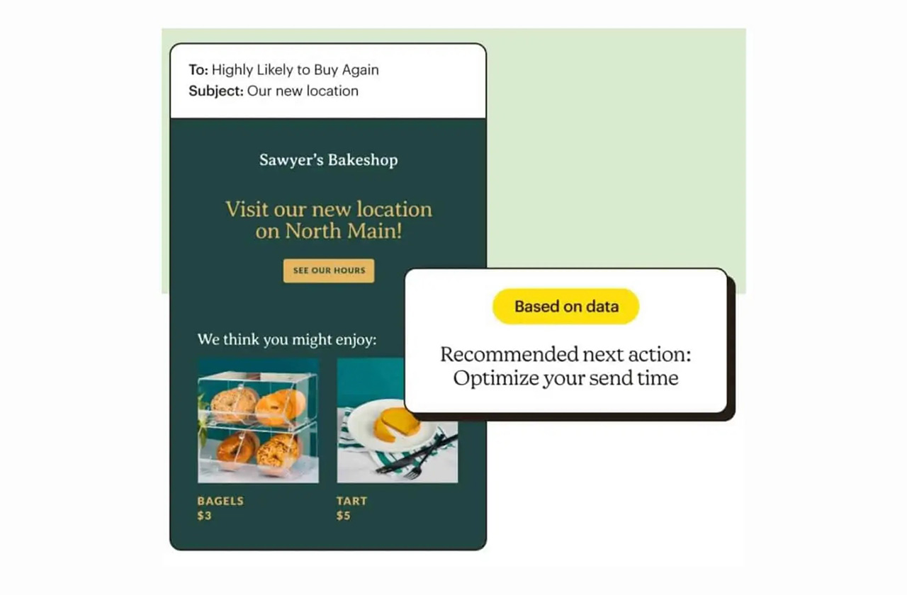 Mailchimp has a handy smart recommendation feature