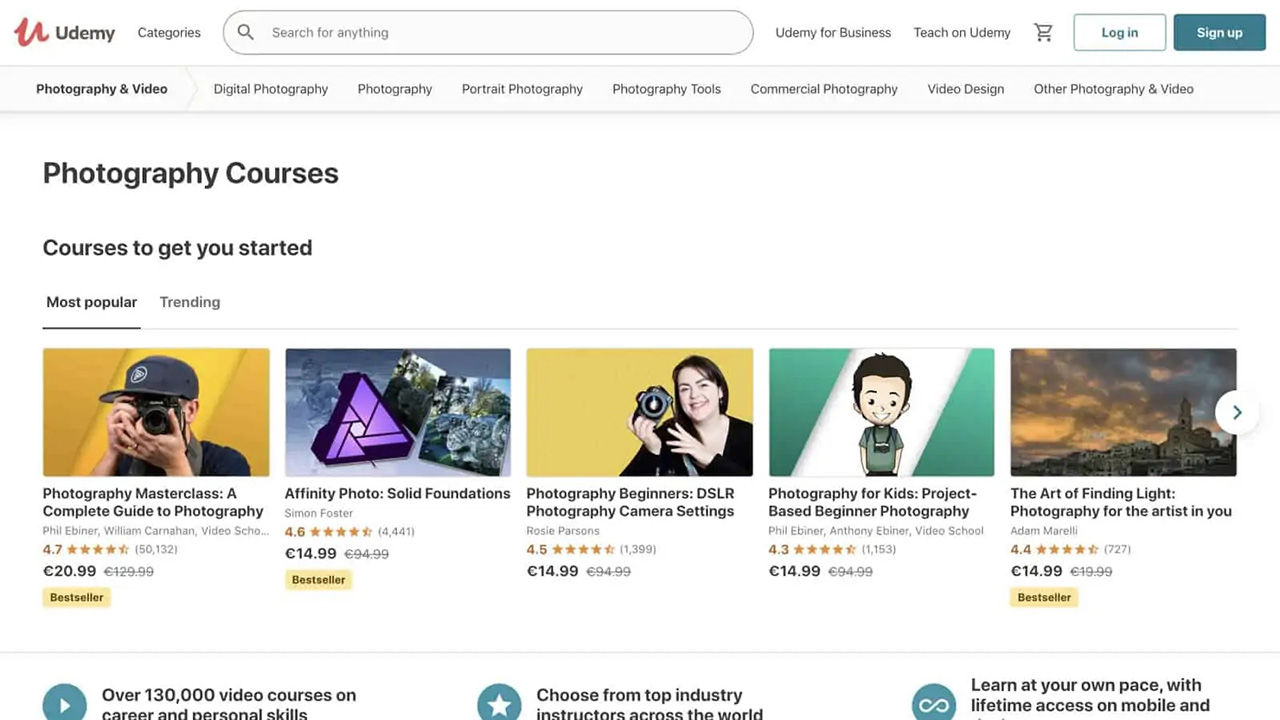 Photography courses in Udemy