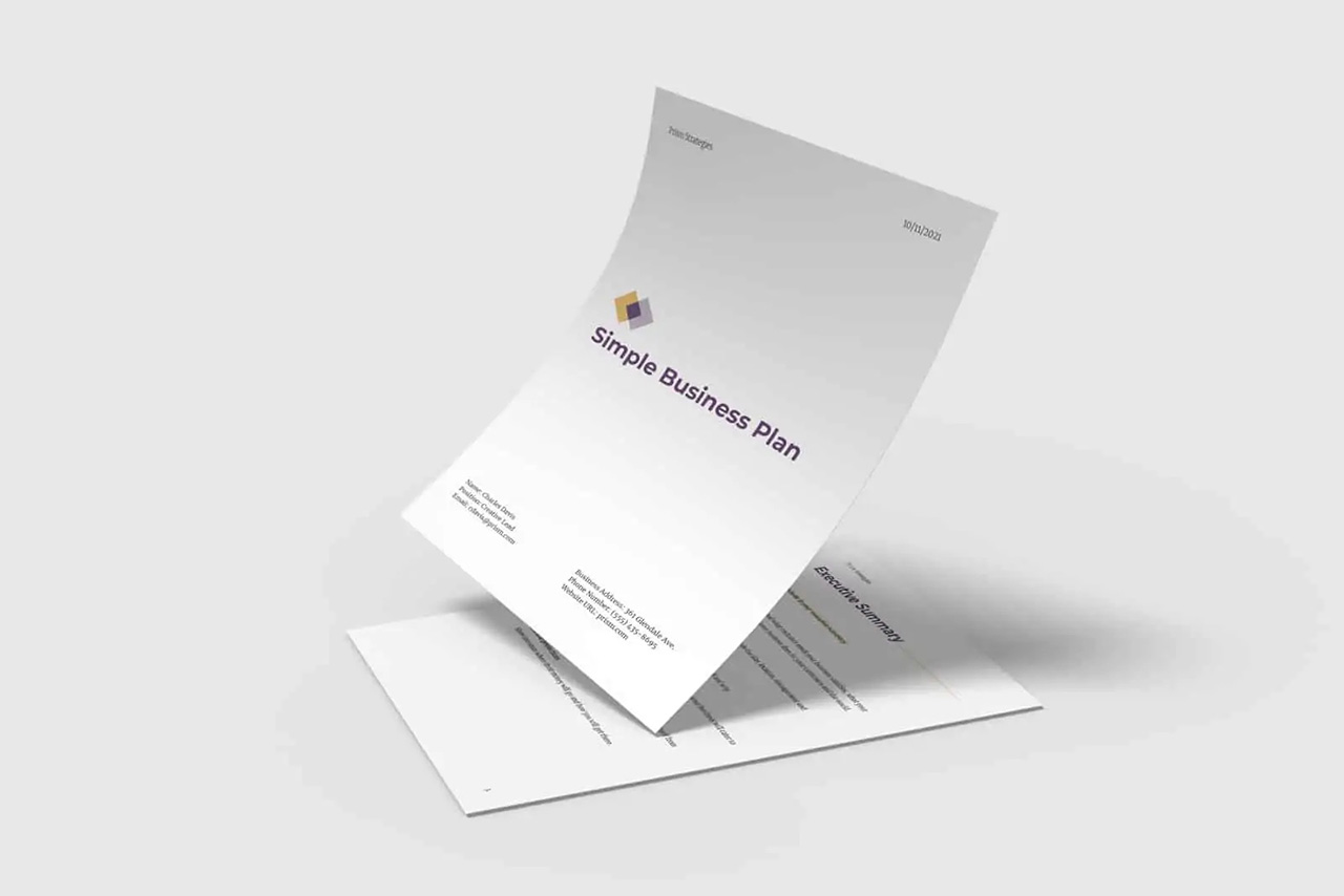Simple business plan template preview