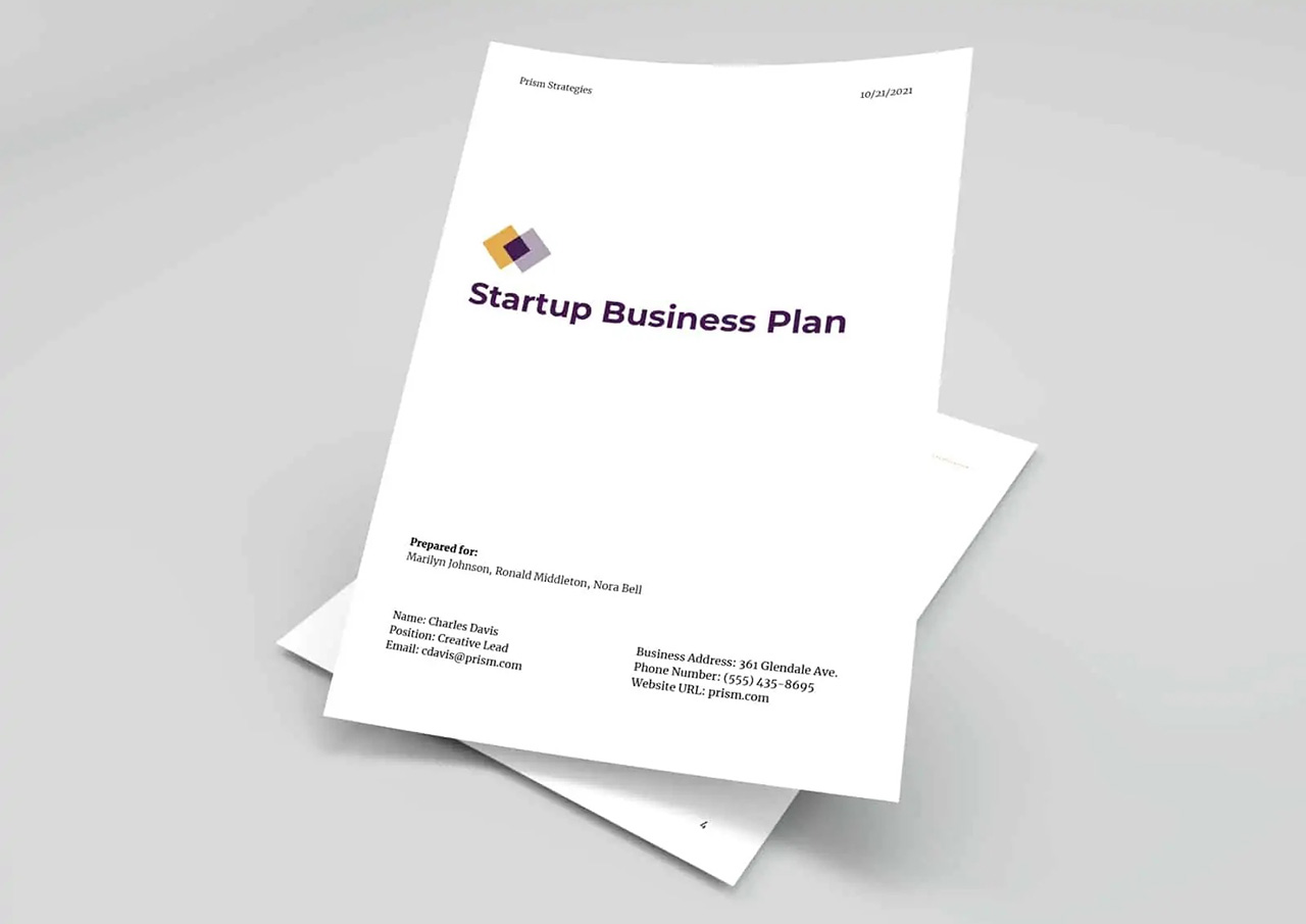 Startup business plan template preview