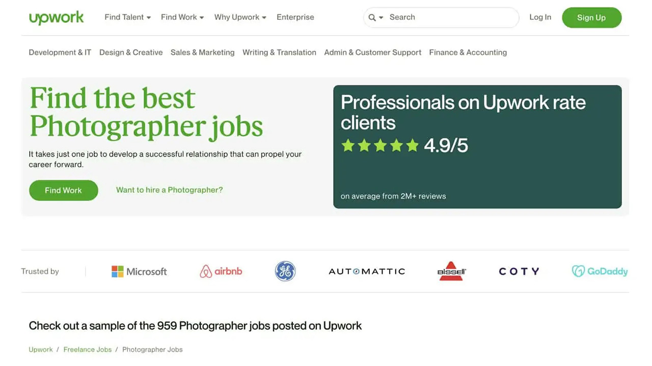 Upwork photographer jobs