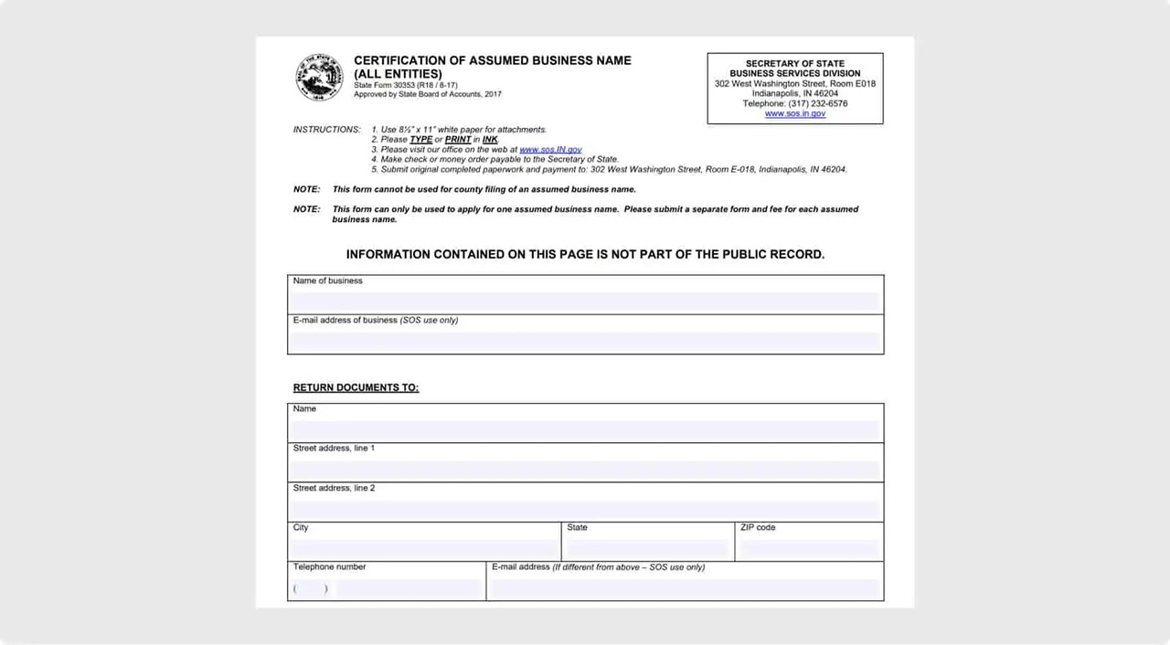 Certificate of Assumed Business Name