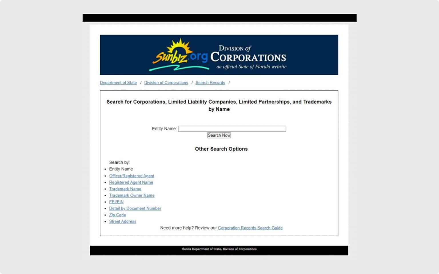 sunbiz look up a corporation