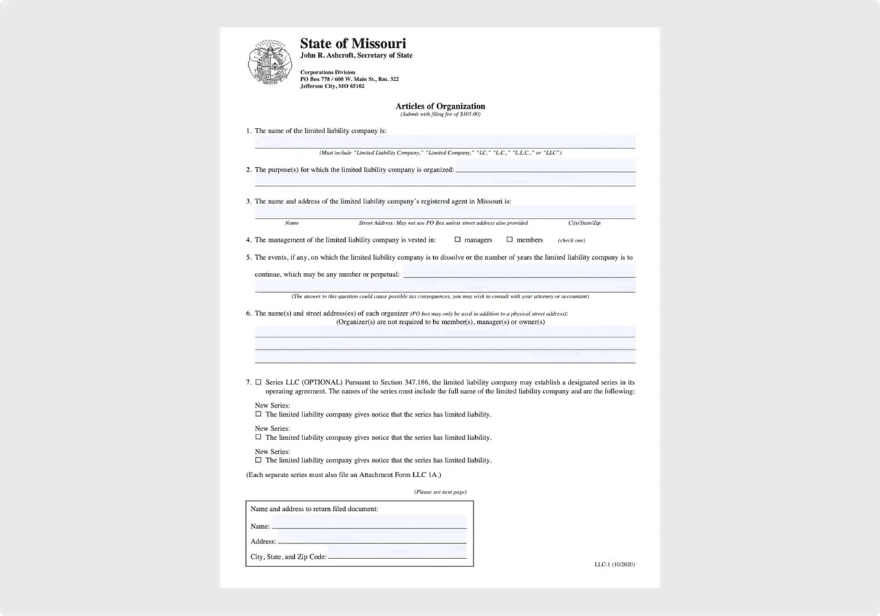 Missouri Articles of Organization Form
