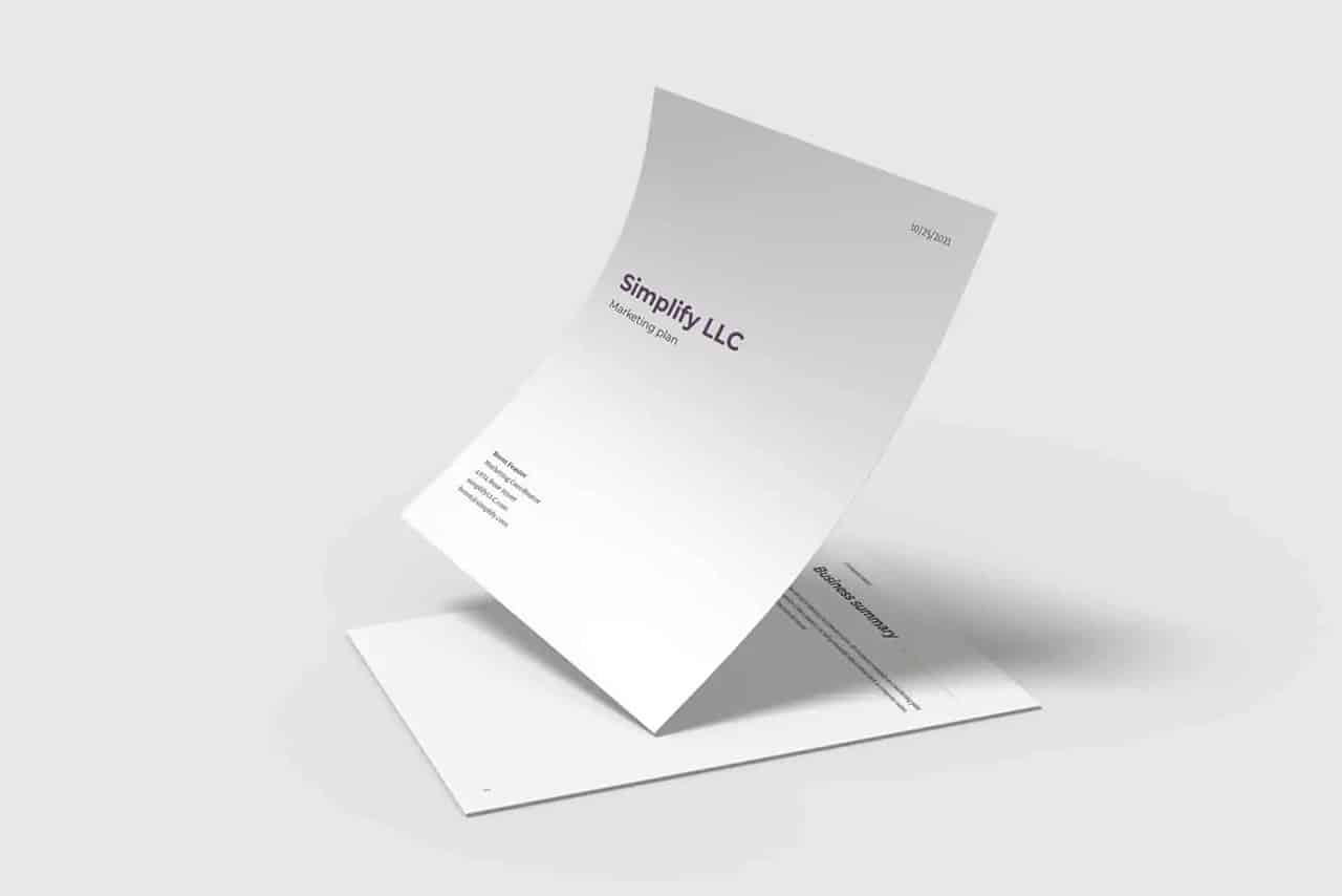 Mockup of SimplifyLLC marketing plan template