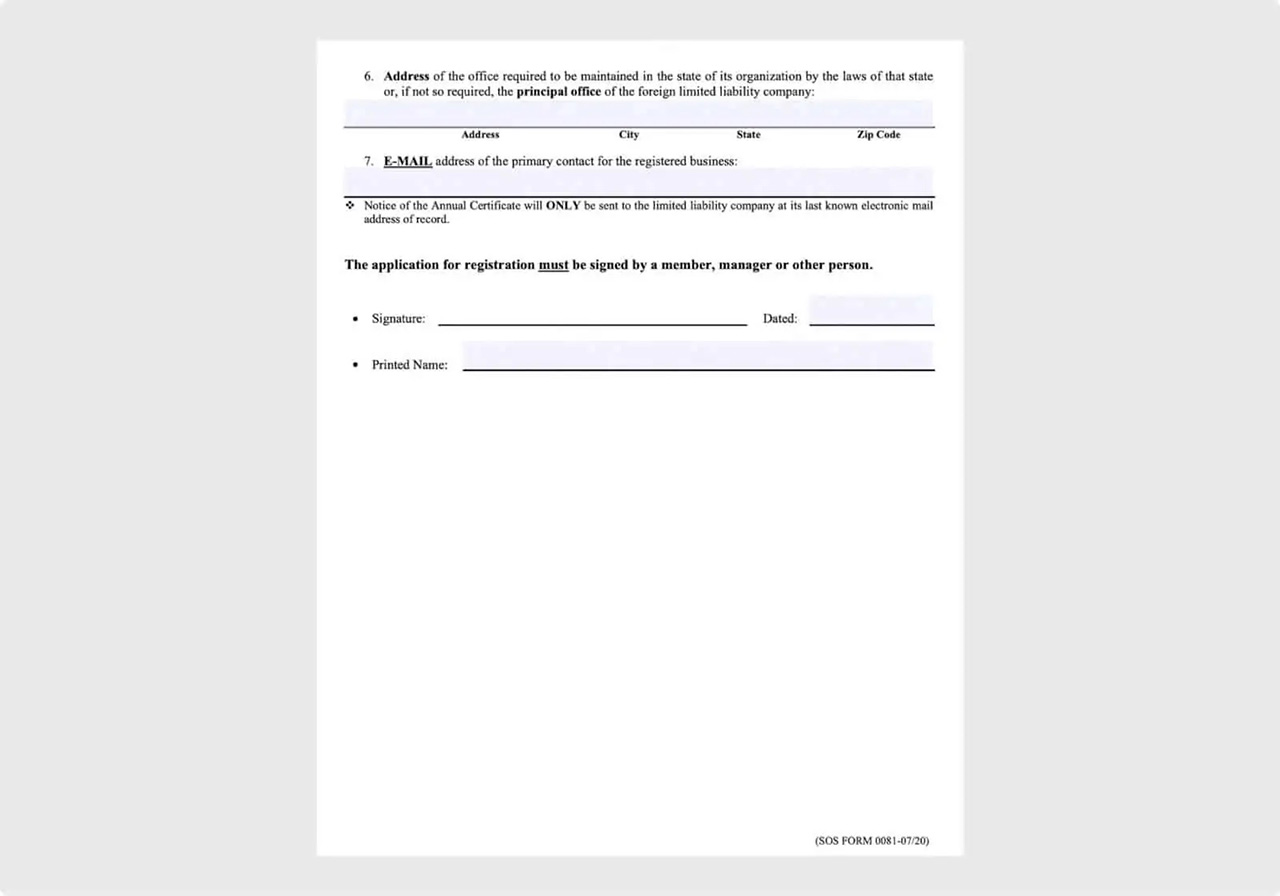 Oklahoma Application for Registration of foreign