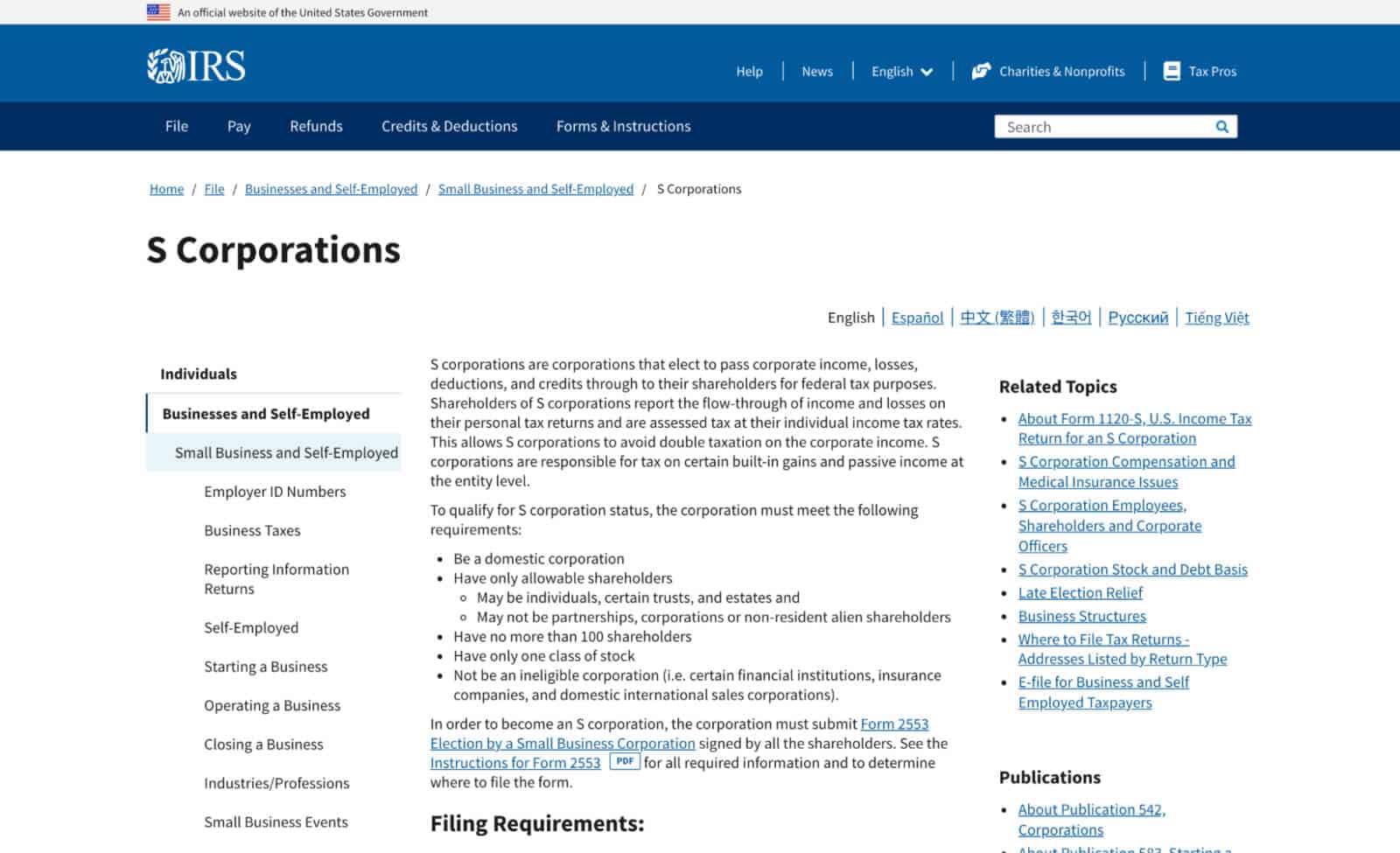 S-corporation election requirements