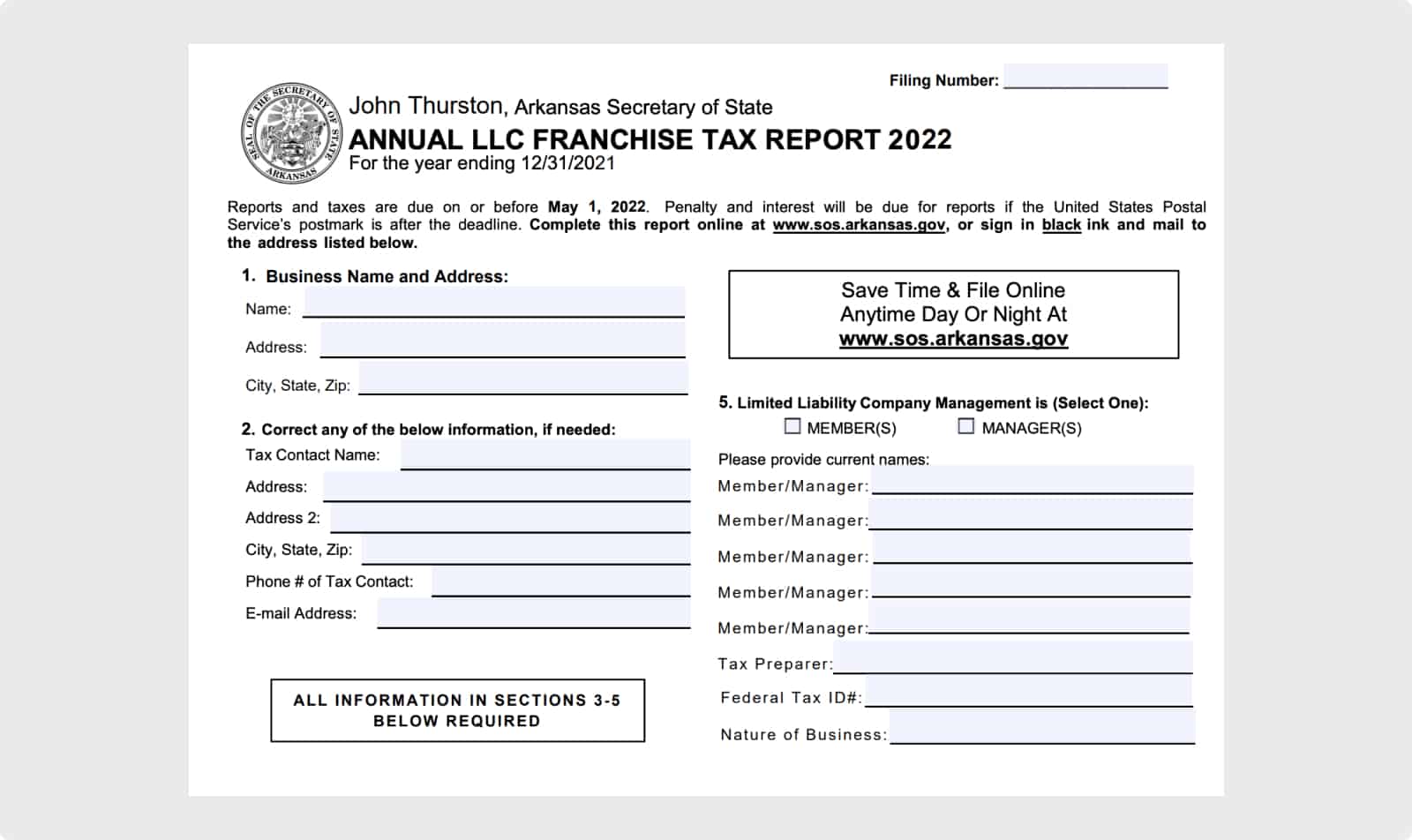 arkansas franchise tax 2022