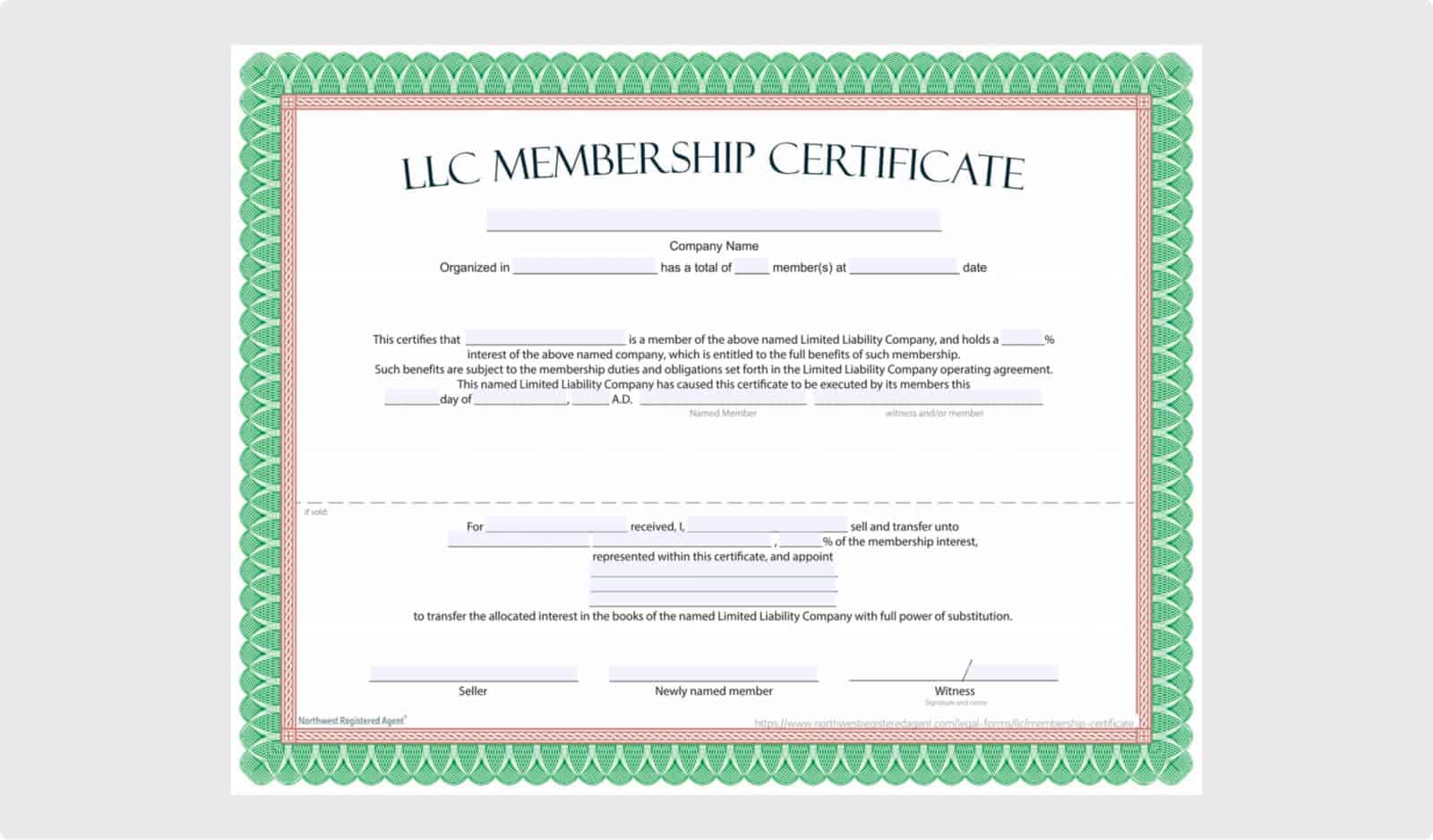 Blank LLC Membership Certificate