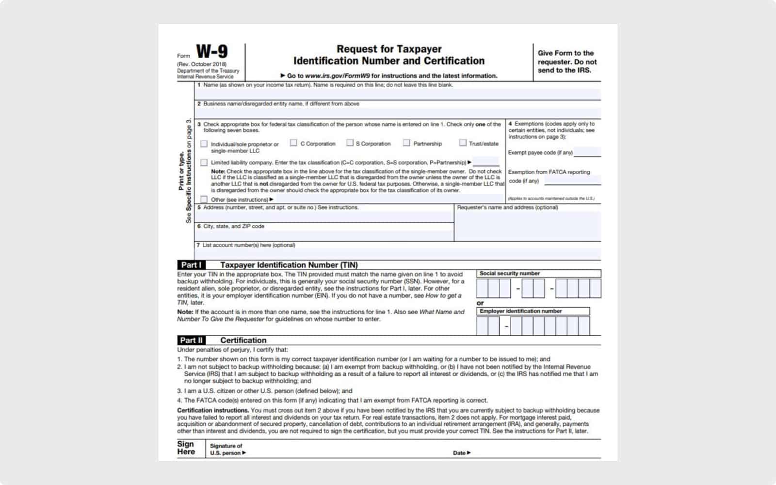 IRS Form W-9