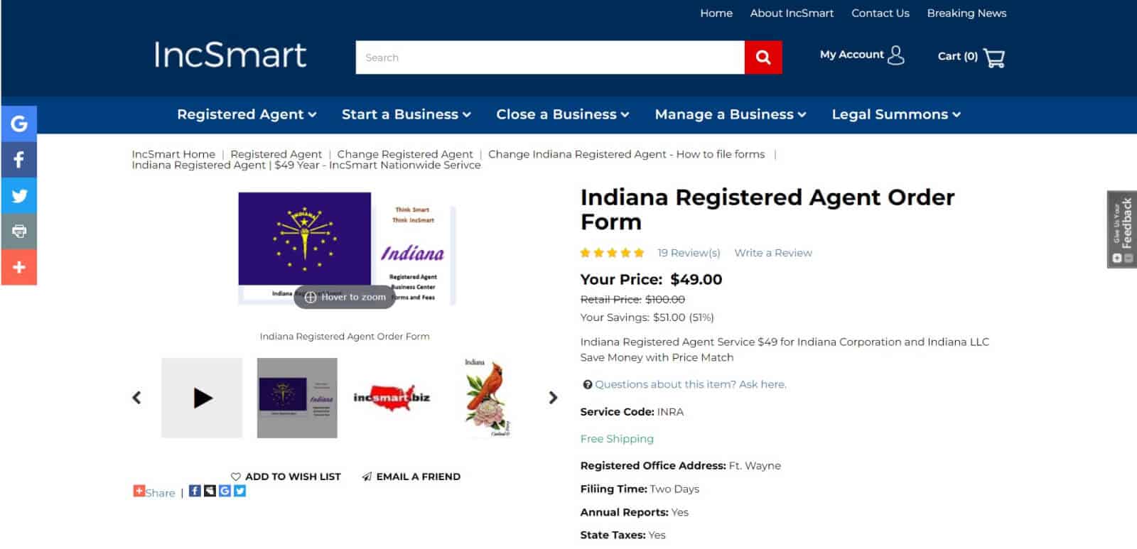 list of registered agents in indiana