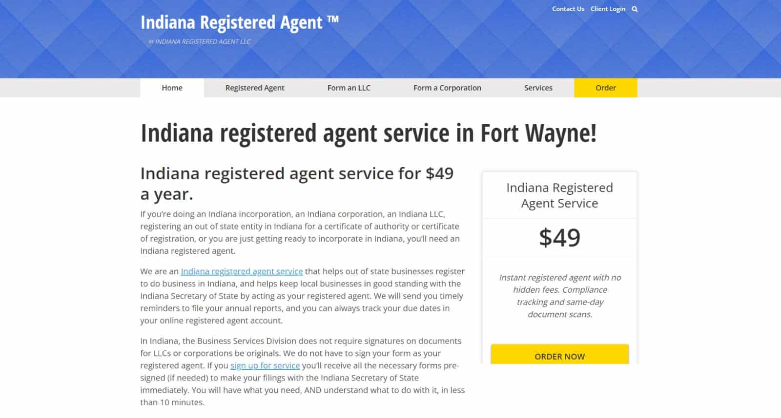 commercial registered agent indiana