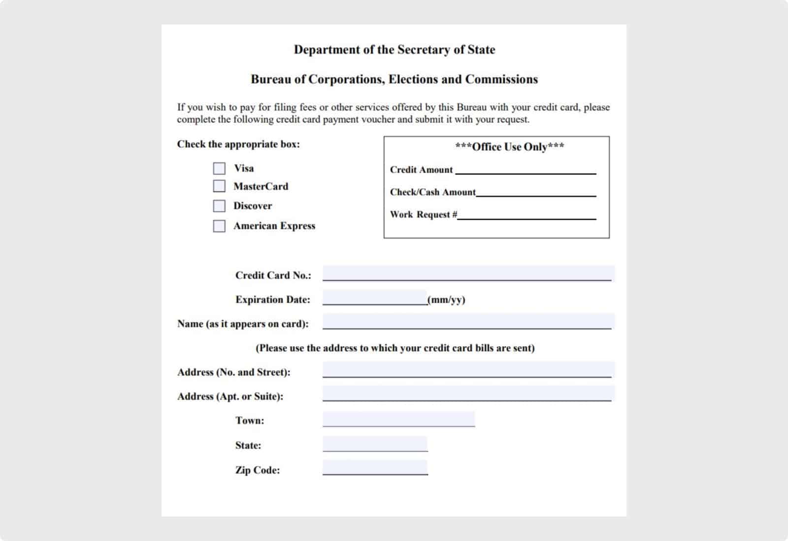 MAINE CREDIT CARD PAYMENT VOUCHER FORM