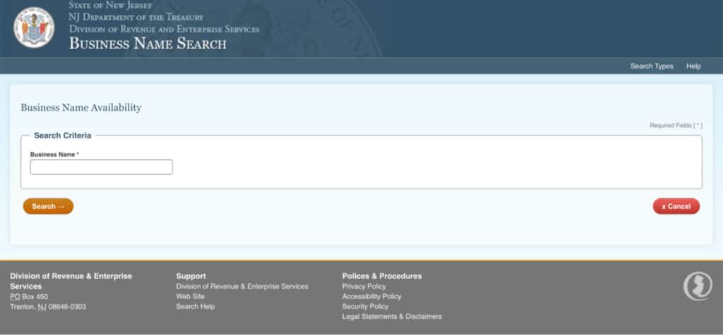 Business name search tool