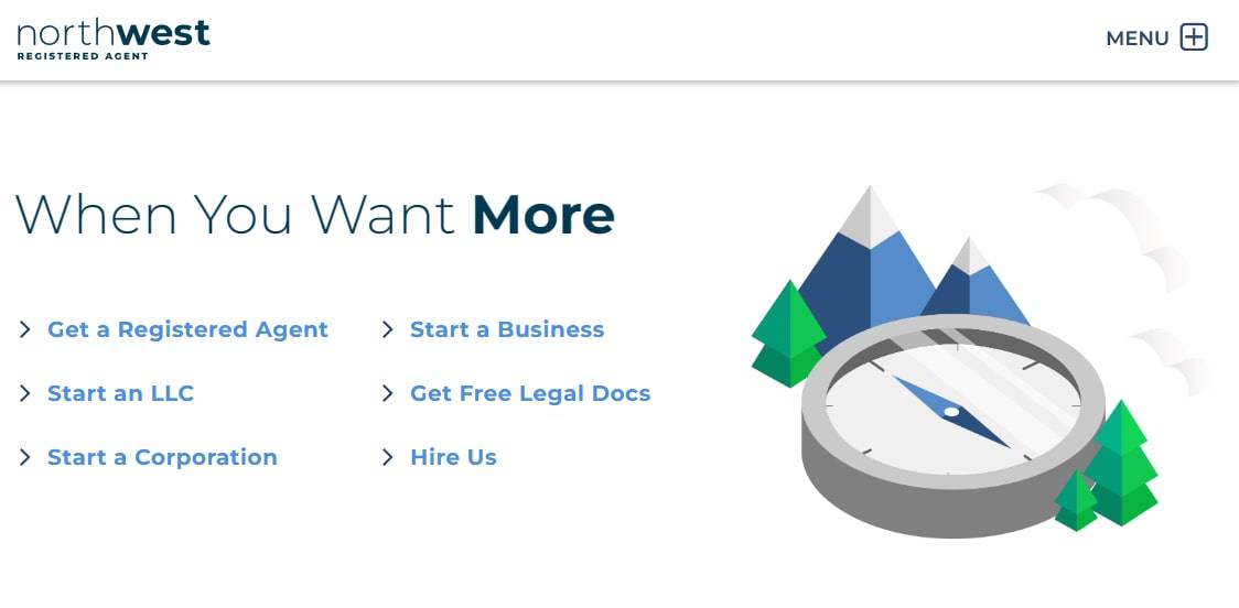 Northwest registered agent service homepage.