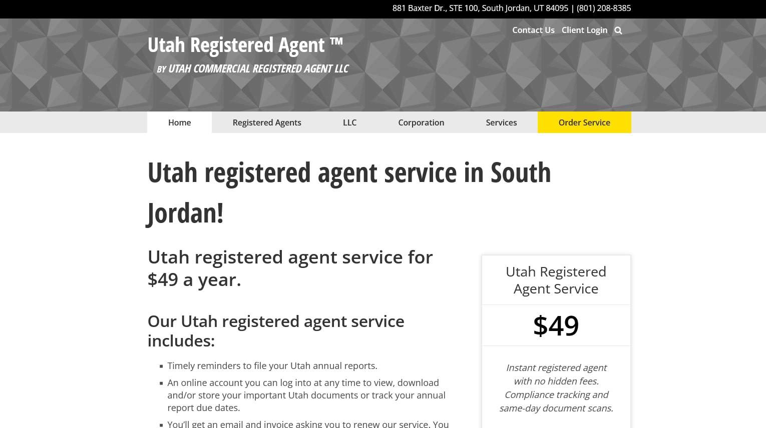 Utah Registered Agent homepage