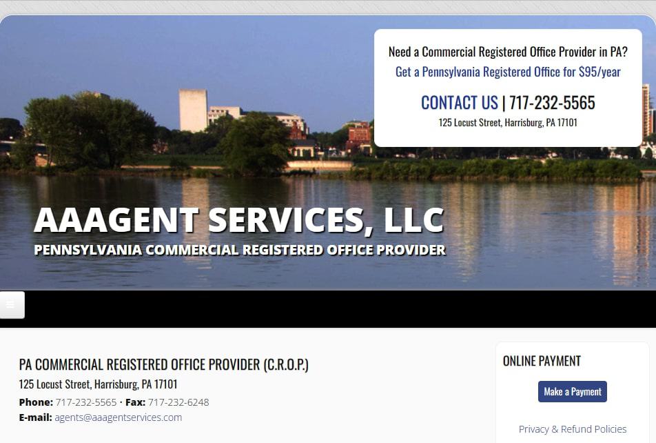 The AAAgent Services, LLC website homepage.