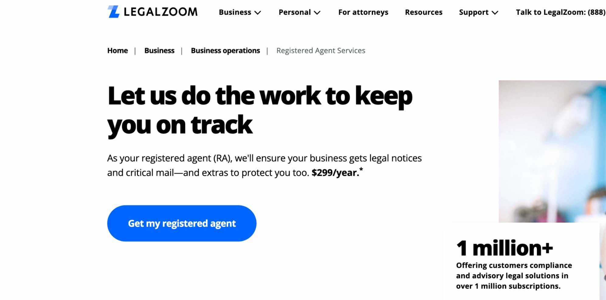 LegalZoom registered agent services.