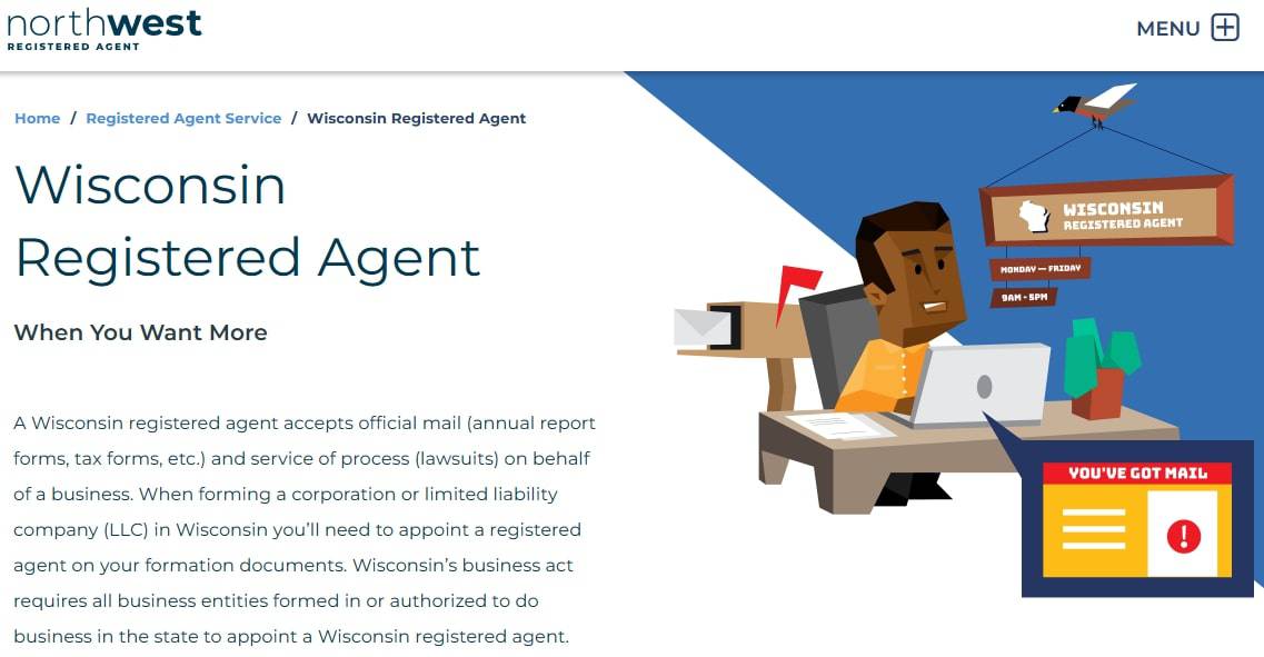 Northwest registered agent for Wisconsin page.