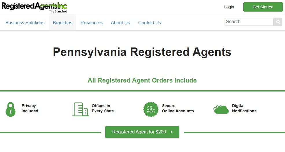 The Registered Agents Inc. Pennsylvania page.