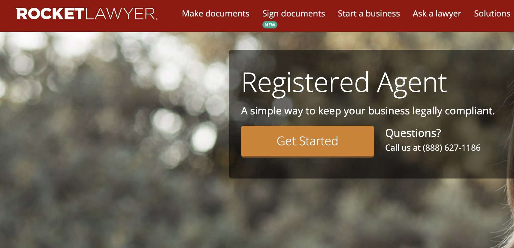 Rocket Lawyer registered agent services.