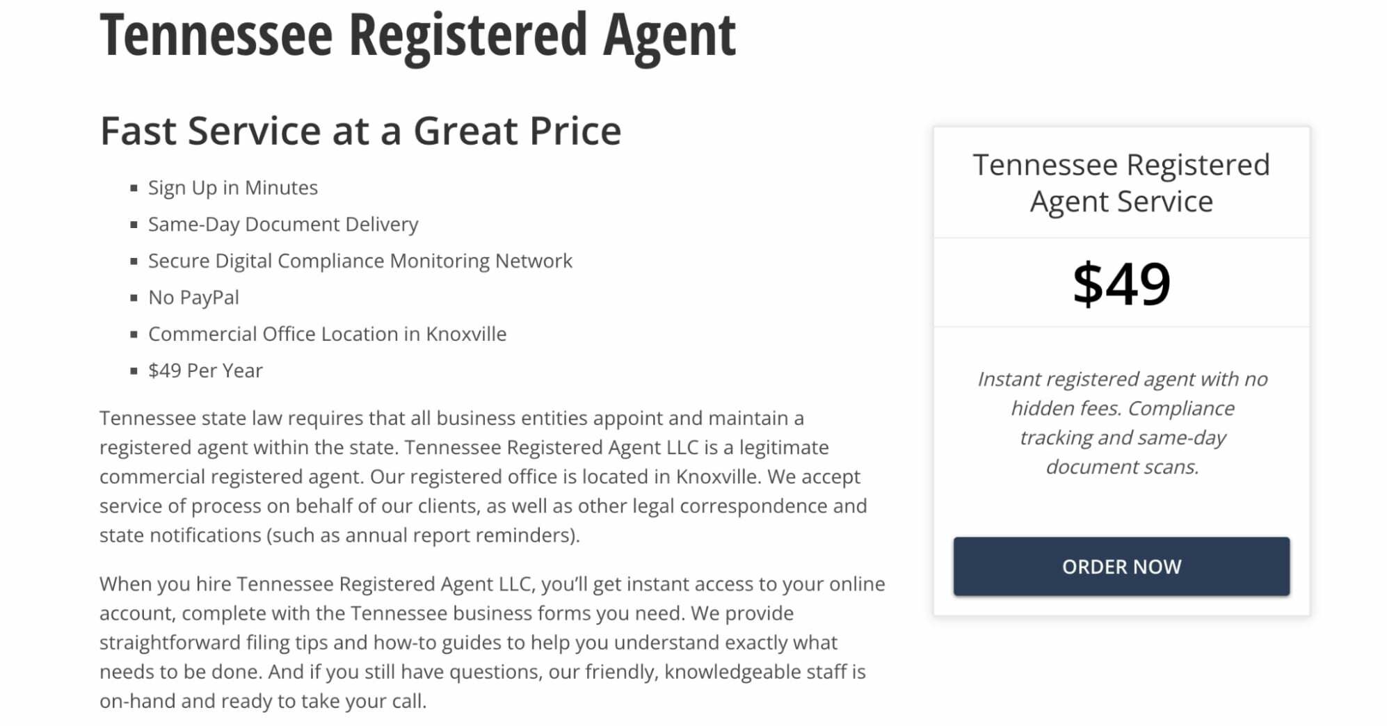 Tennessee Registered Agent services.