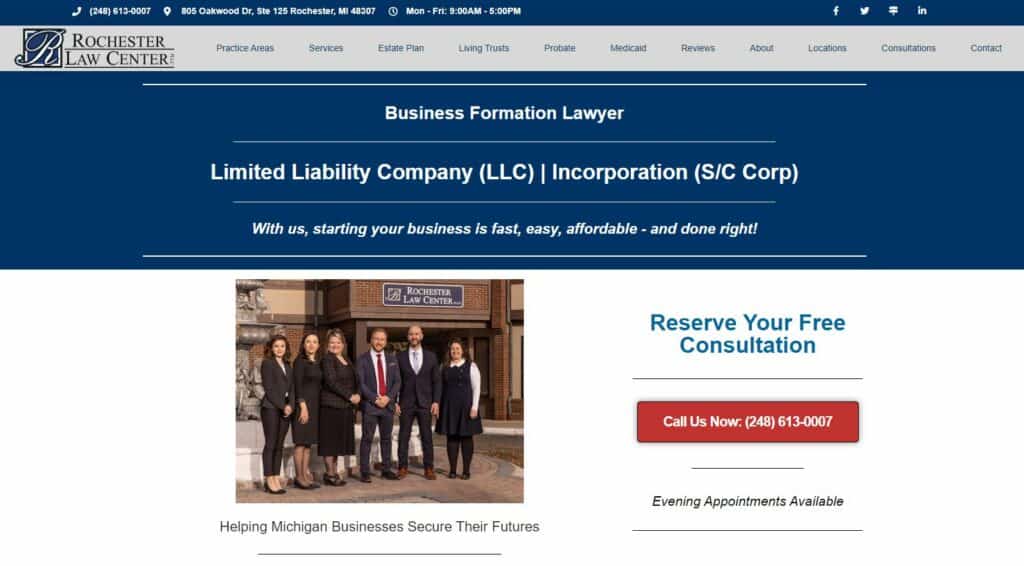 Rochester Law Center. Michigan business attorneys