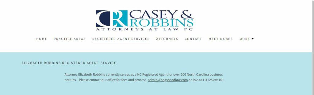 Casey & Robbins Attorneys Registered Agent Webpage