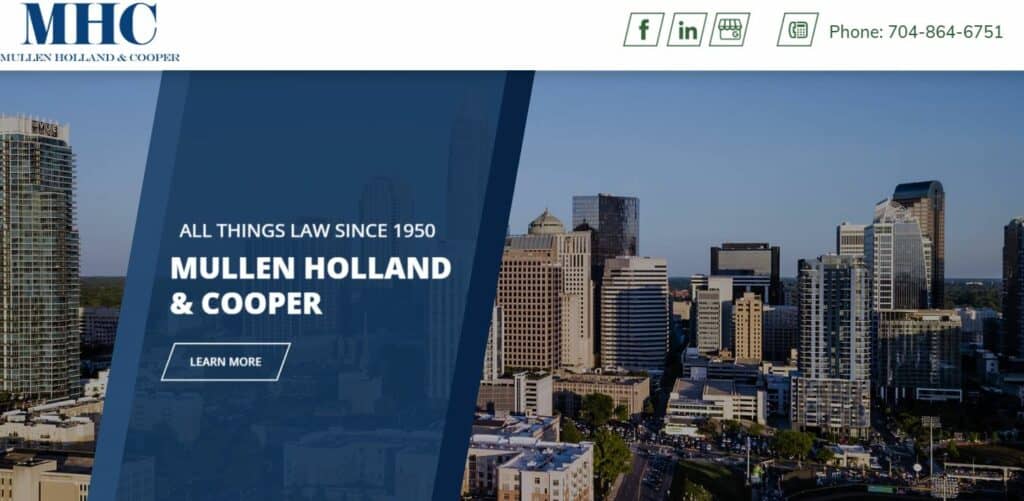 Mullen Holland & Cooper North Carolina Attorneys webpage