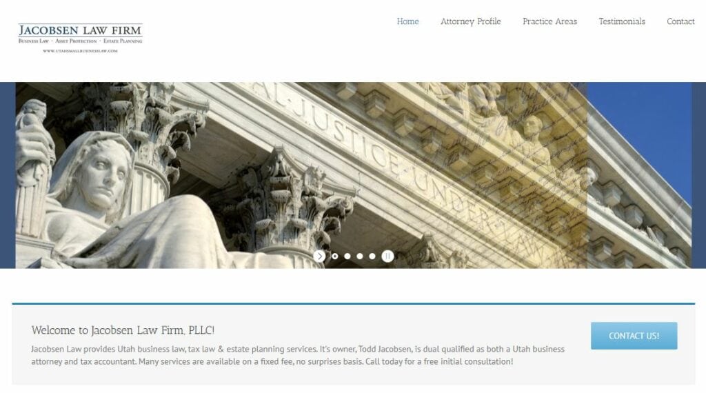 Jaconsen Law Firm Homepage