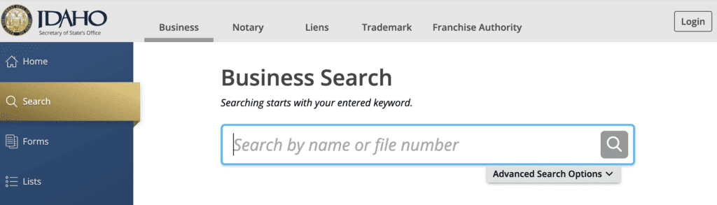 Idaho business name search