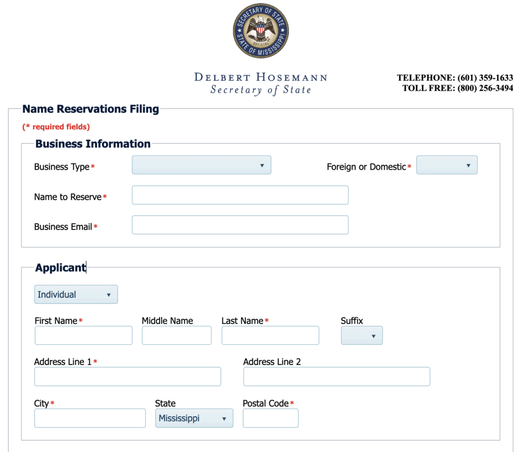 MS name reservation filing