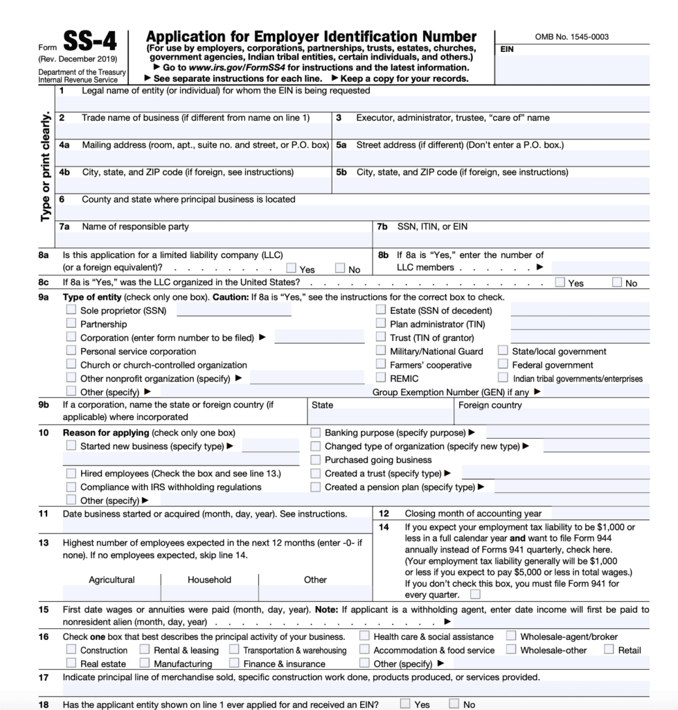 SS-4 IRS