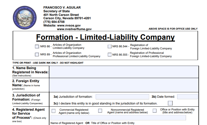 LLC Filing Form