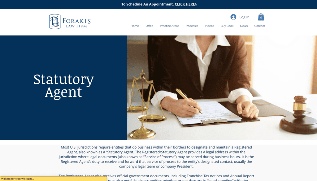 Forakis law firm registered agent servicves in Arizona