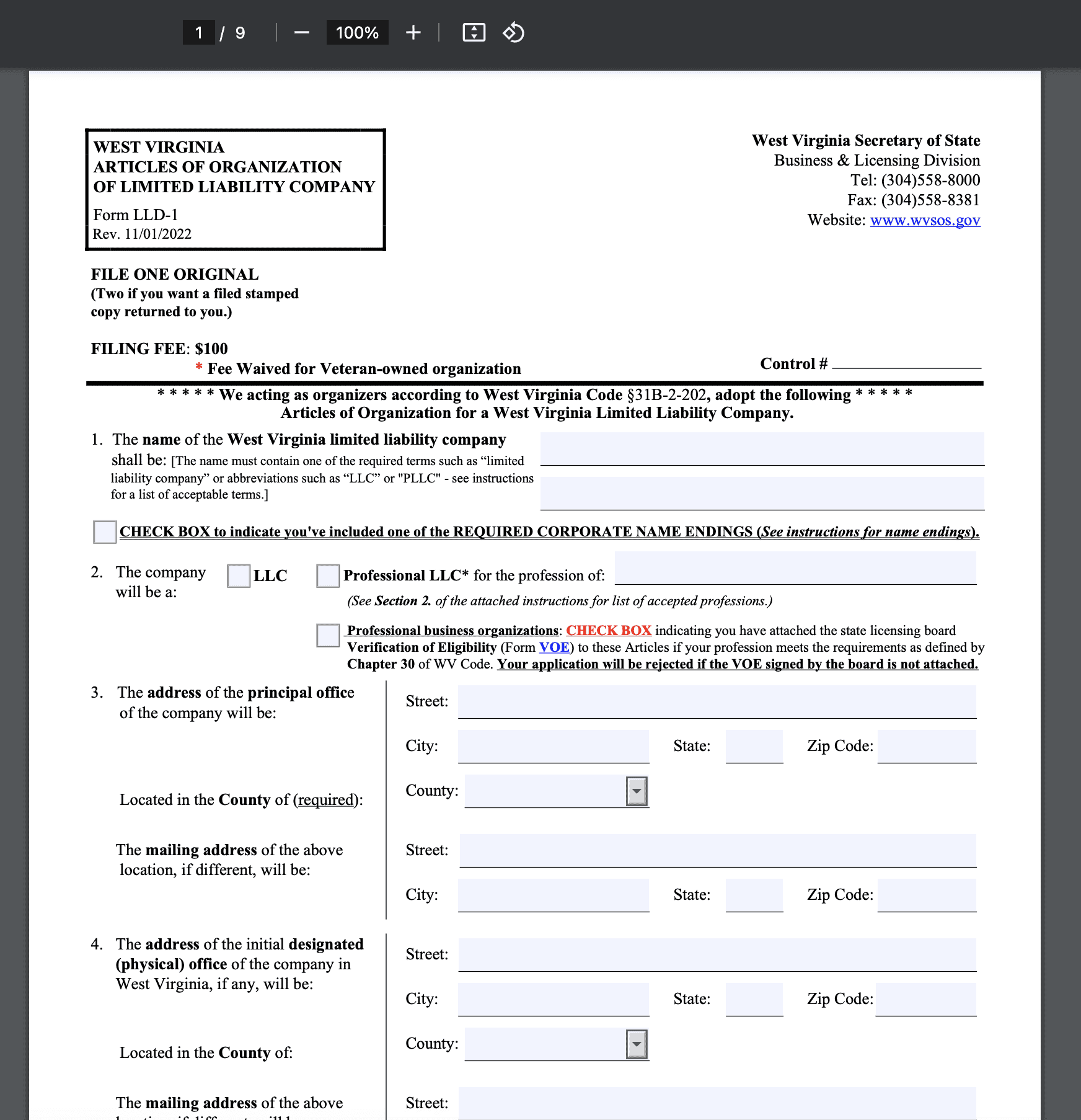 How to Start an LLC in West Virginia