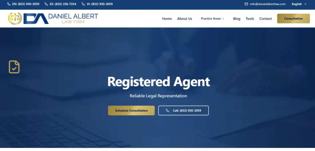 Daniel Albert Law Firm - registered agent service in TX
