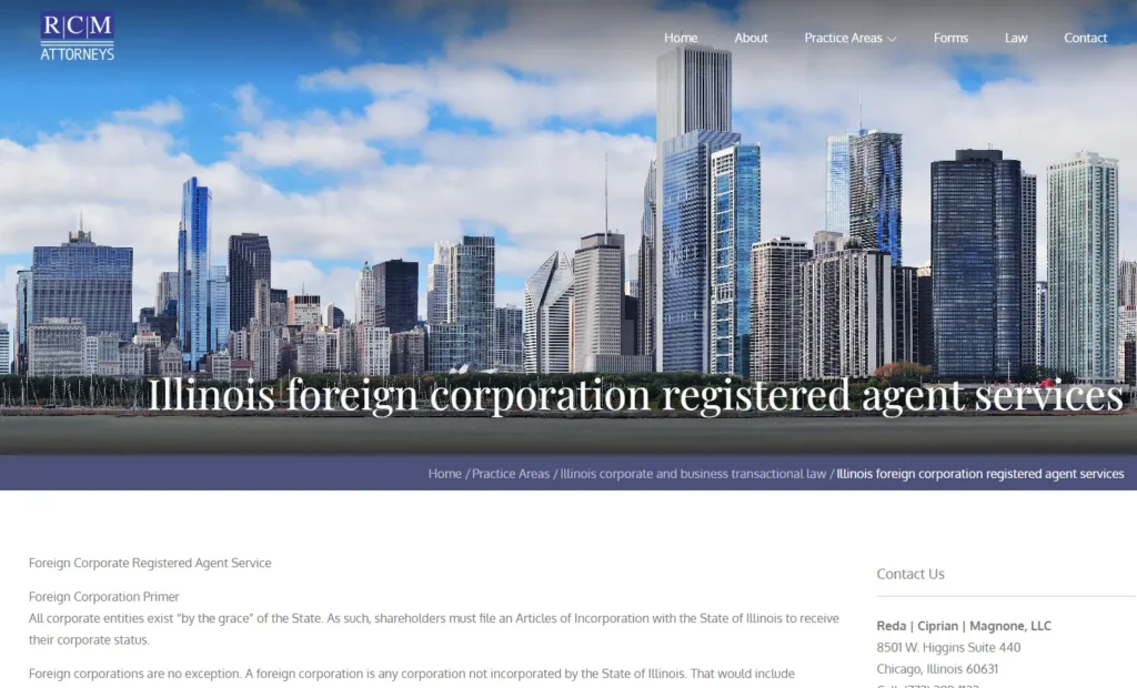 RCM Attorneys registered agent service in Illinois