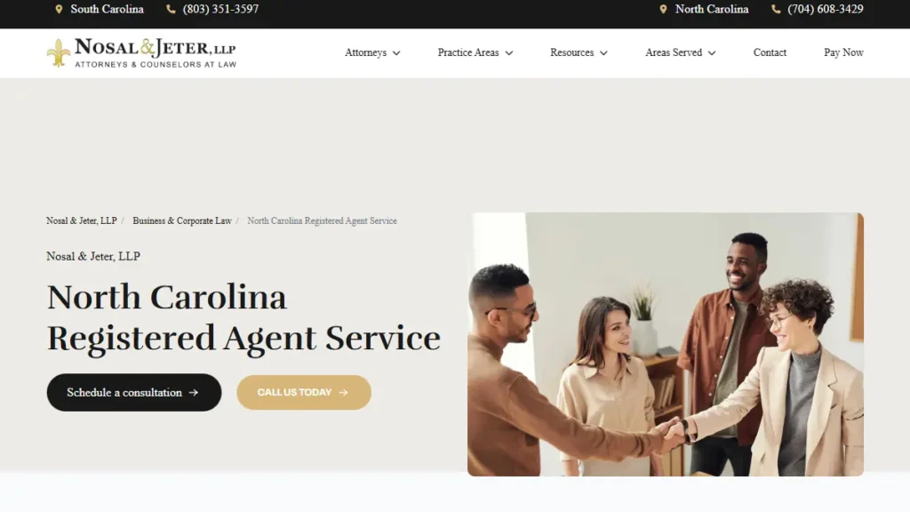 Nosal & Jeter registered agent service in NC