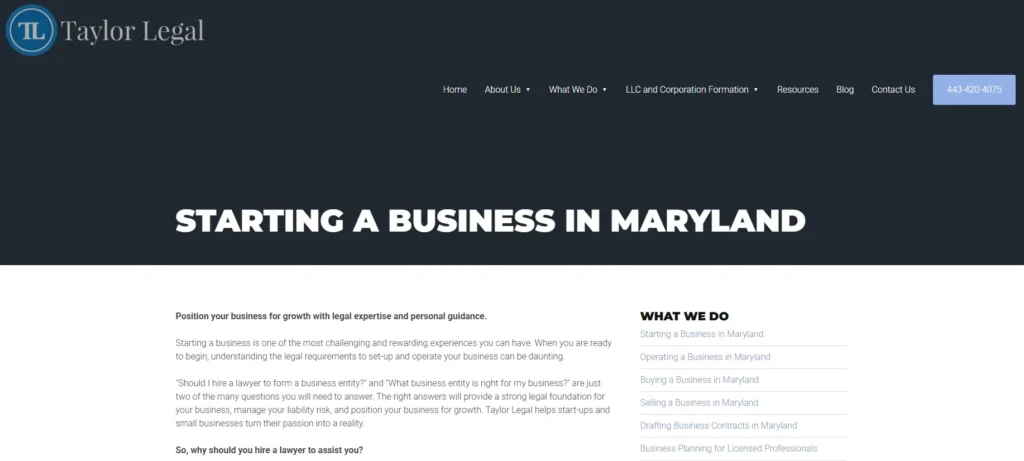 Taylor Legal resident agent service in Maryland